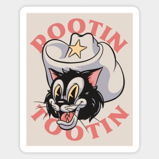 Rootin Tootin - Cowboy Cat Retro Cartoon Mascot Magnet